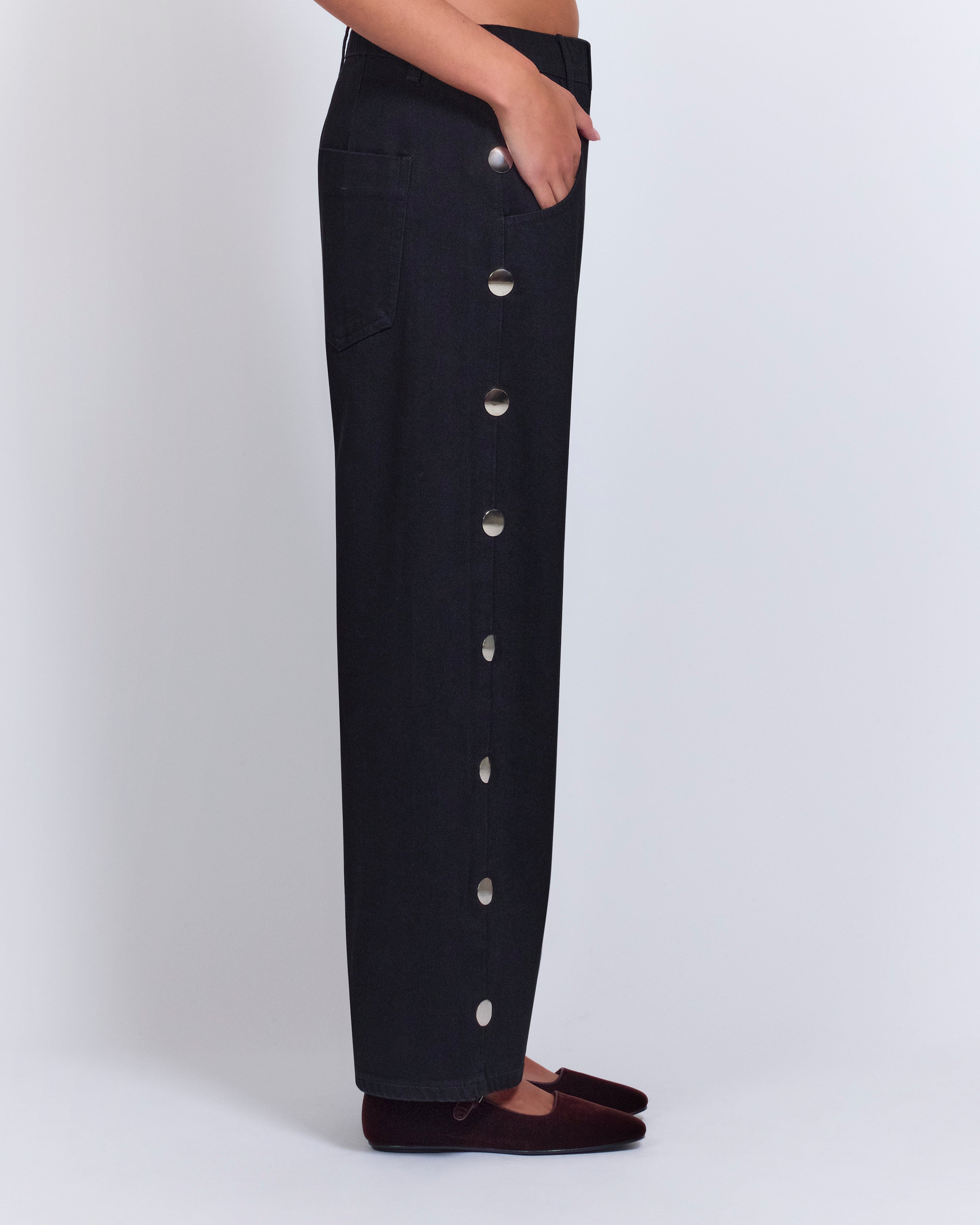 【Yoyocha25 】STUDS DETAIL DENIM PANTS ROUCHA | Duchamp Stud Denim